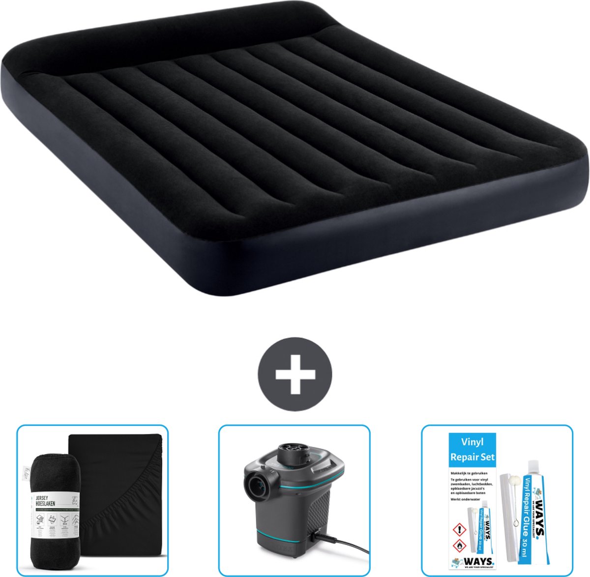 Intex Luchtbed - 2-Persoons - 152 x 203 x 25 cm - Donkerblauw - Inclusief Accessoires CB8