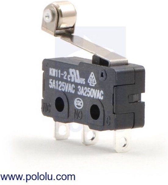 Snap-Action Switch with 16.3mm Roller Lever: 3-Pin, SPDT, 5A Pololu ...