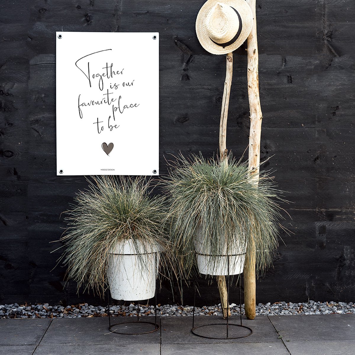 MOODZ design | Tuinposter | Buitenposter | Together is our favourite place to be | 70 x 100 cm | Wit