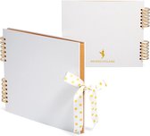Plakboekalbum - 30 x 25 cm fotoalbum met 80 gladde pagina's van 250 g/m² - Stevige hardcover met schattige strik - Perfect voor baby-, bruilofts- en familiefoto's - Wit