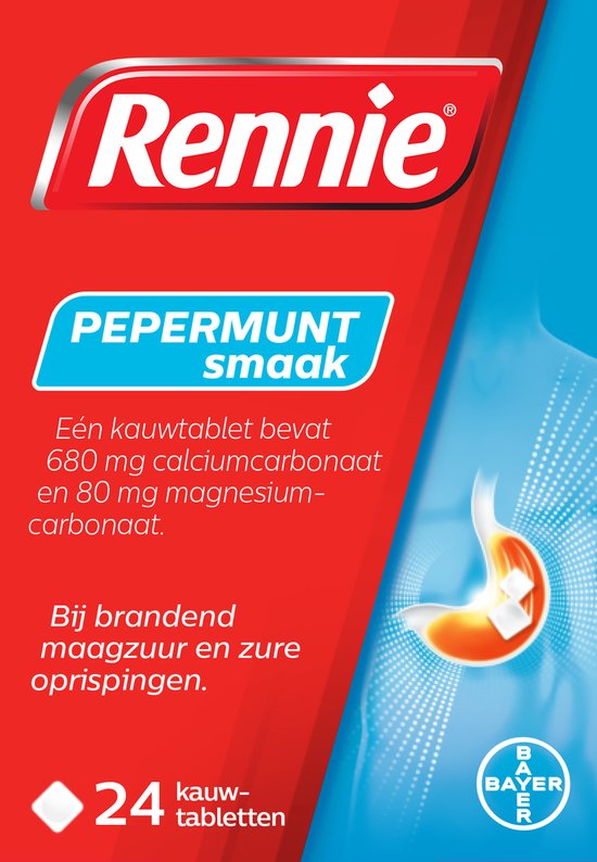 Foto: Rennie pepermunt kauwtabletten bij brandend maagzuur 24 stuks