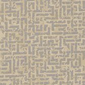 Grafisch behang Profhome 386952-GU vliesbehang gestructureerd met geometrische vormen glinsterend bruin zilver beige goud 5,33 m2