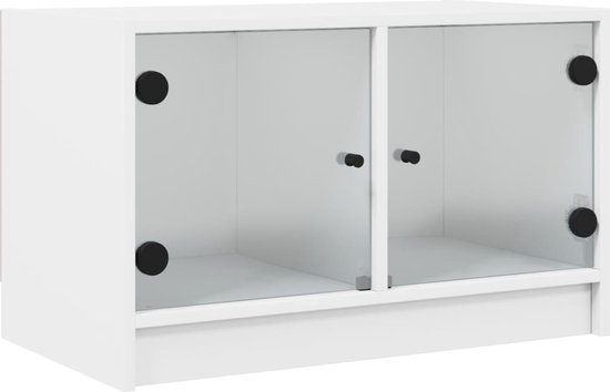 vidaXL - Tv-meubel - met - glazen - deuren - 68x37x42 - cm - wit