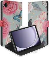 Uniek Geschikt voor Samsung Galaxy Tab A9 Tablethoesje Butterfly Roses Design | B2C Telecom