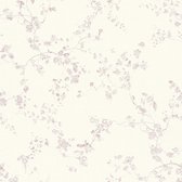 Natuur behang Profhome 368961-GU vliesbehang licht gestructureerd met bloemmotief glanzend purper crèmewit 5,33 m2