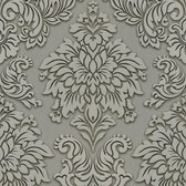 Barok behang Profhome 368981-GU vliesbehang licht gestructureerd in barok stijl glinsterend grijs zilver beige 5,33 m2