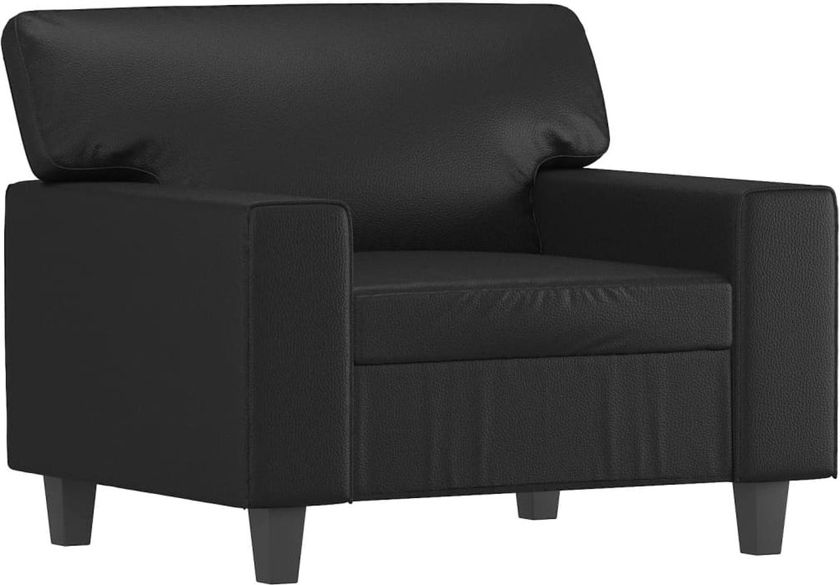 vidaXL Fauteuil - met - voetenbank - 60 - cm - kunstleer - zwart