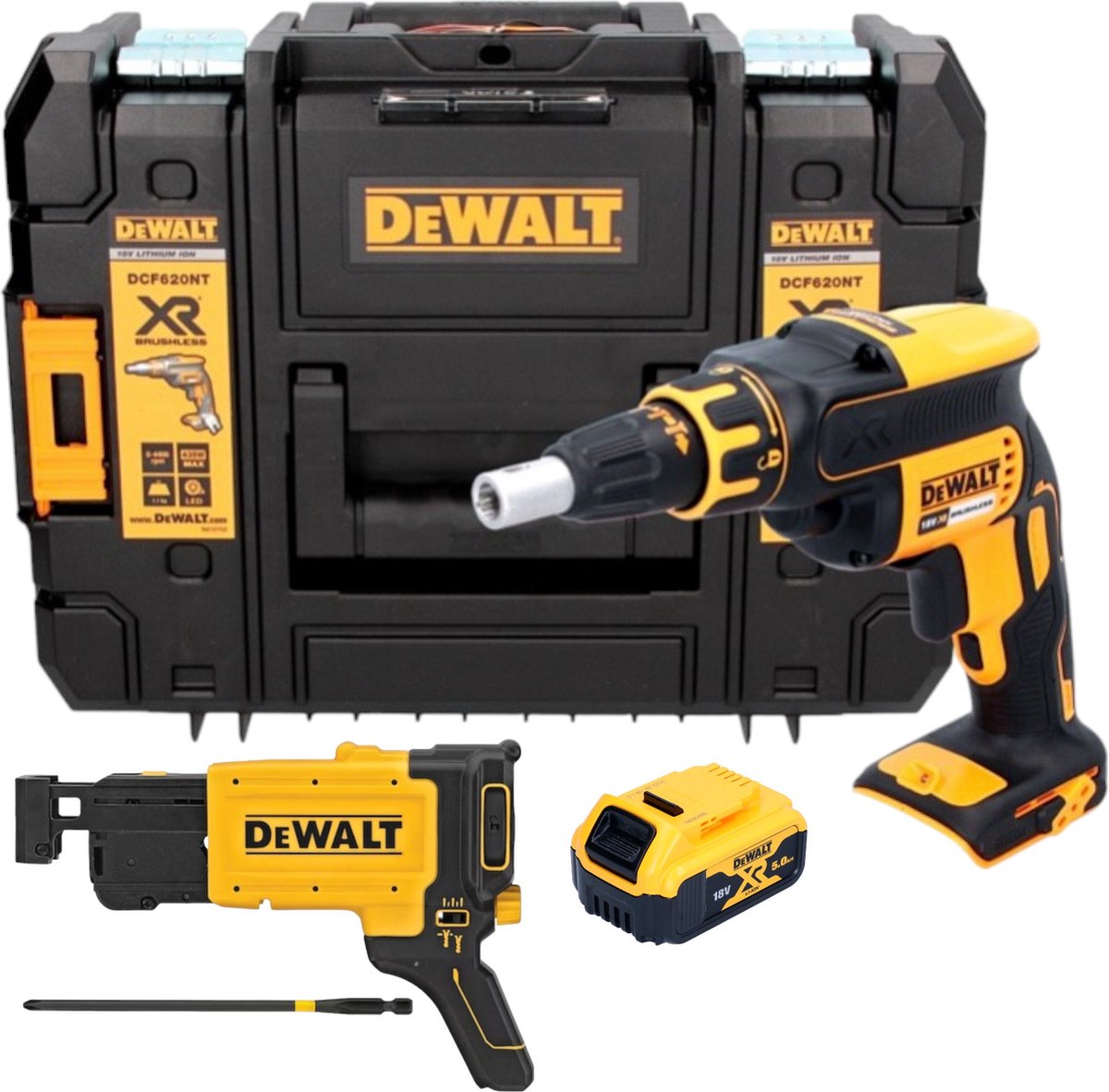 DeWalt DCF 620 NT accu-droogbouwschroevendraaier 18 V 30 Nm borstelloos + 1x oplaadbare accu 5.0 Ah + TSTAK - zonder oplader