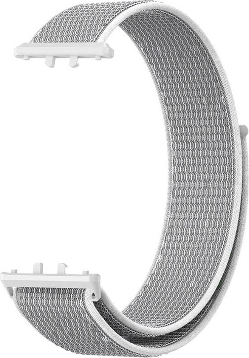 Nylon bandje - geschikt voor Samsung Galaxy Fit 3 - lichtgrijs-wit