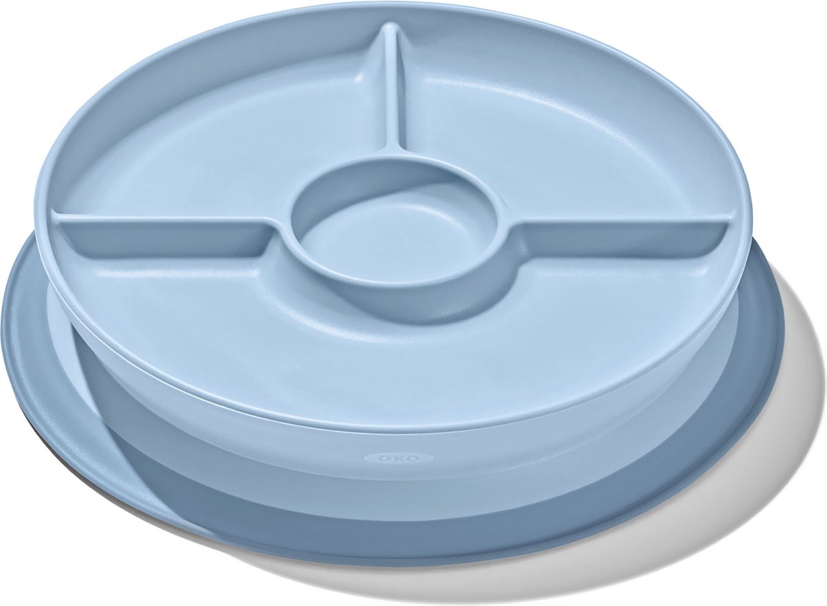 Goedkoopste OXO tot Stick & Stay Bord met 3 vakjes - Babybord - Kinderbord - Bordje zuignap - Baby servies - Dusk
