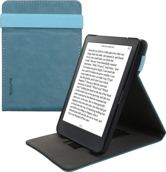 kwmobile e-reader hoesje geschikt voor Kobo Clara HD hoes - E reader flip case van kunstleer - Ereader cover met handgrip en stand - In petrol van Merkloos — afbeelding 4