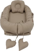 Mordesign - Babynestje - Cappuccino - Inclusief Steunkussen - 100% Katoen Babynest - Wasbaar op 30°C