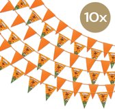 LUQ - 10x Loeki Oranje Vlaggen EK Pakket Versiering Slingers Vlaggenlijn Oranje Loeki de Leeuw