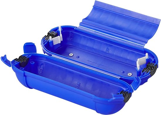 2x stekkersafes / veiligheidsboxen / bescherming voor Schuko stekkerverbindingen - kunststof blauw - IP44 - 21 x 8 x 8,5 cm van Smartwares — afbeelding 3