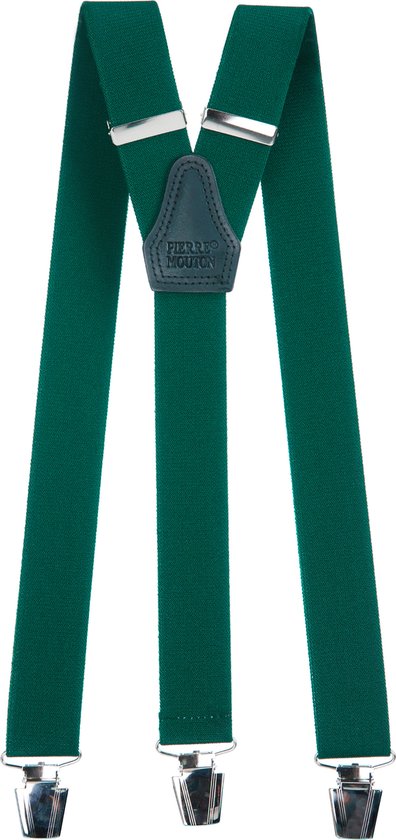 Pierre Mouton Strong Braces - Bretelles - Adultes - Homme - Vert Bouteille - 140 cm - 3 Clips Larges - XL - XXL
