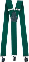 Pierre Mouton Sterke Bretel - Bretels - Volwassenen - Heren - Flessengroen - 140cm - 3 brede clips - XL - XXL