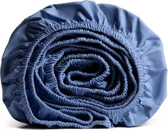 Yumeko drap housse percale bleu serein 180x210x30 - Bio, éco & équitable