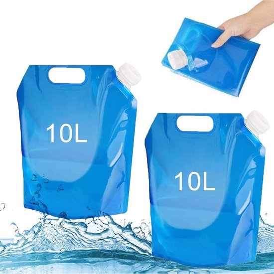 Foto: 2 x opvouwbare waterzakken 5 l 10 l waterjerrycan opvouwbaar draagbare opvouwbare drinkwatercontainer watertank waterzak kamperen voor buiten kamperen wandelen picknicken barbecue