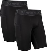 DANISH ENDURANCE Short de sport de compression avec poche pour homme Stretch 4 directions - 2 paires - Taille M