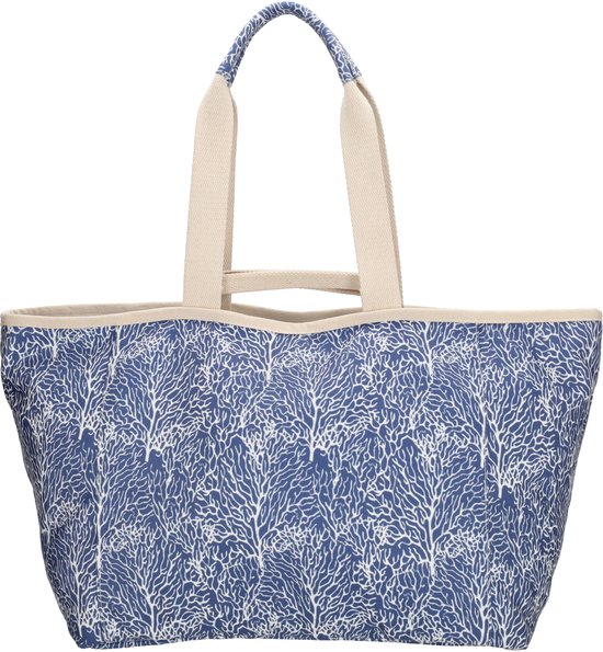 PE Florence Richelle Strandtas XL - Ritssluiting - Schoudertas - Ritsvak - Shopper - Zomertas - Blauw