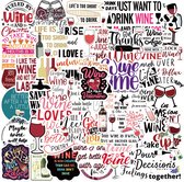 Stickers voor Wijn liefhebbers - Grappige set Stickers met Engelse Wine quotes - Alcohol/Drank/Laptopstickers