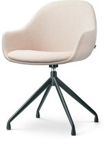 Nolon Nola-Mae Chaise de salle à manger rotative Beige - avec accoudoirs - Tissu - Piètement Zwart - Design - Scandinave - Confortable