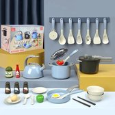 Kinder Keukenset - Speel Kookspeelgoed - Keukenspeelset Voor Peuters - Speelgoed Potten en Pannen Voor Kinderkeuken - Blue