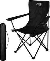 Opvouwbare campingstoel met bekerhouder voor buiten - lichtgewicht en comfortabel - zwart beach sling chair