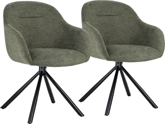 Set van 2 groene stoffen stoelen SAFFI