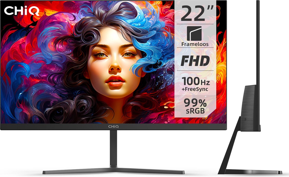 CHiQ 22F650 - 22 Inch Monitor - FHD (1920x1080) PC Monitor - 100 Hz - FreeSync - Ultraslank - HDMI/VGA - VESA Monteerbaar - Nieuw 2024 op Prijzenvolger.com