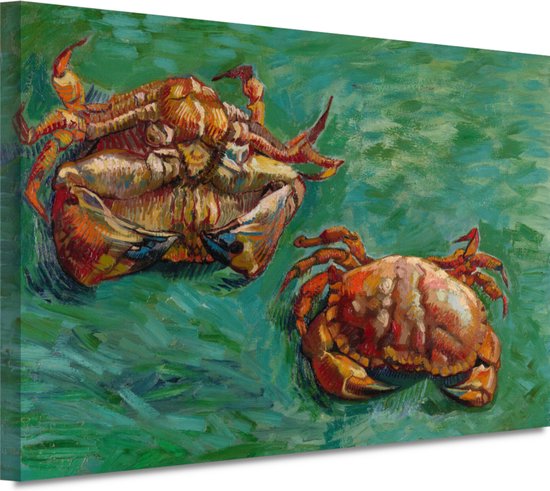 Twee krabben - Vincent van Gogh portret - Krabben schilderijen - Muurdecoratie Dieren - Muurdecoratie klassiek - Canvas - Kunst aan de muur 60x40 cm