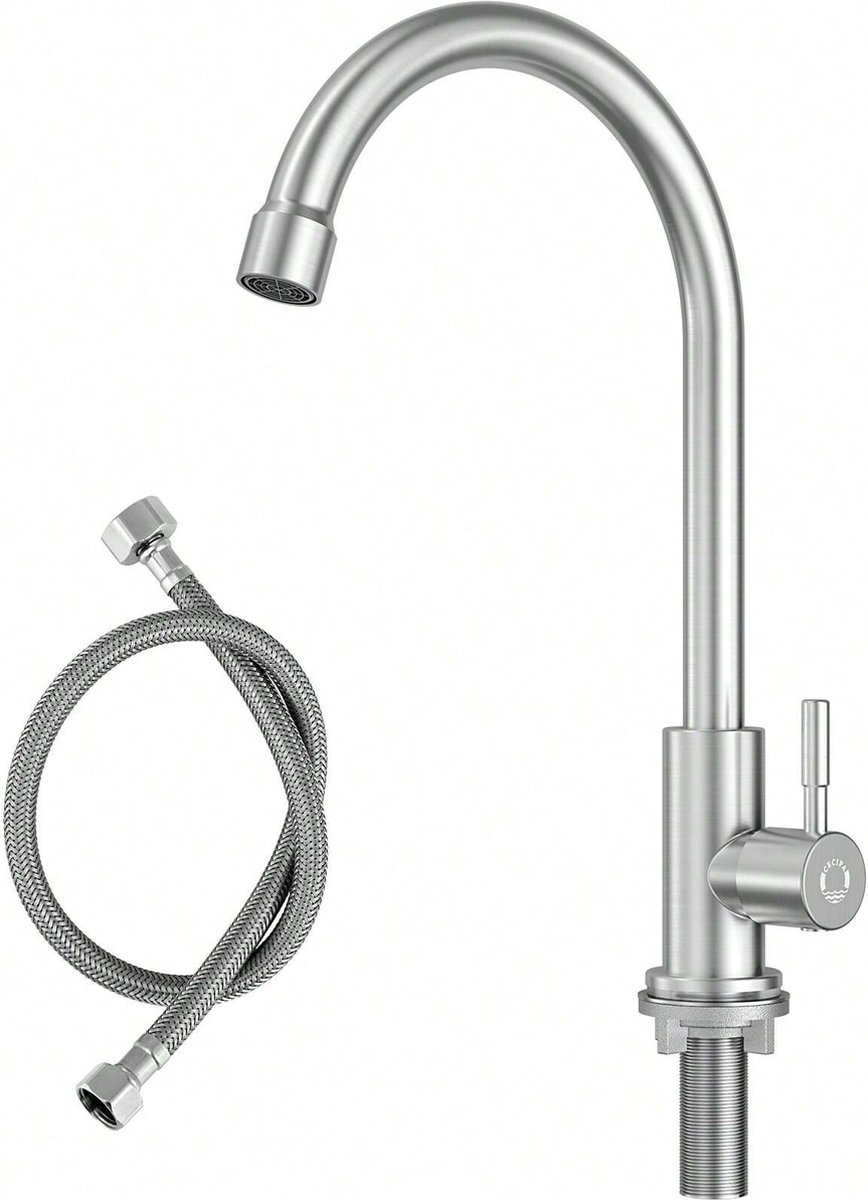 CECIPA max Keuken kraan - Koud water Keukenkraan - 360° draaibare keukenkraan - Handdouche - Roestvrij staal - Flexibele Slang