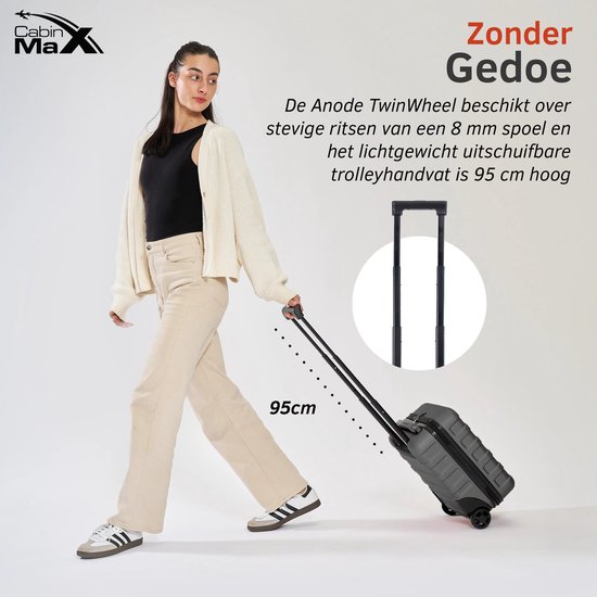 CabinMax Handbagage Trolley 24L – 40x30x20 cm – Wizz Air / Ryanair – Lichtgewicht Reiskoffer – Onderstoel Formaat – Graphite
