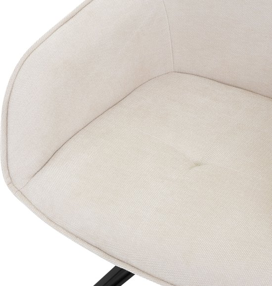 ML-Design eetkamerstoel draaibaar van geweven stof, crème, woonkamerstoel met armleuning & rugleuning, 360° draaibare stoel, gestoffeerde stoel met metalen poten, ergonomische fauteuil keukenstoel