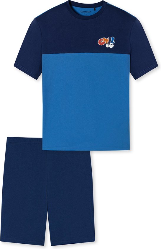 Schiesser Pyjama korte broek - Blauw - 180999-800 - Mannen