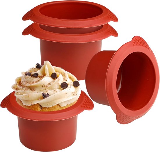 Mini taartvorm rond siliconen voor heteluchtfriteuse 4 stuks 8 cm muffinvorm eiervorm Air Fryer ei siliconen vorm ronde cake bakvorm anti-aanbaklaag cupcake vorm