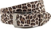 Thimbly Belts Dames riem leopard look - dames riem - 4 cm breed - Beige/Zwart - Echt Leer - Taille: 85cm - Totale lengte riem: 100cm