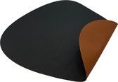 Luxe de table luxe aspect cuir - Forme oeuf - 6 pièces - noir double face - 44 x 37 cm - cuir - set de table aspect cuir