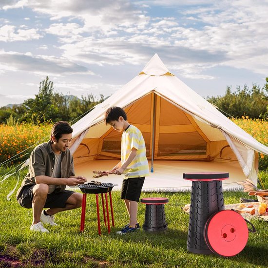 thumbnail: Tubiaz 2 X Draagbare Klapkruk, Draagvermogen 180 Kg, 6-44 Cm In Hoogte Verstelbare Lichte Telescopische Kruk, Uittrekbare Vouwkruk, Campingkruk, Opvouwbare Kruk Voor Camping, Tuin, Vissen, Zwart