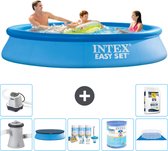 Intex Rond Opblaasbaar Easy Set Zwembad - 305 x 61 cm - Blauw - Inclusief Pomp Afdekzeil - Onderhoudspakket - Filter - Grondzeil - Zoutwatersysteem - Zwembadzout