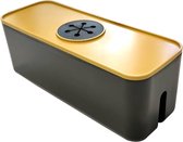 Kabelbeheerbox, kabelorganizerbox voor stekkerdoos om kabels op bureau of vloer te verbergen, gemaakt van veilig ABS-materiaal, kabelhouder (zwart)