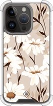 Casimoda® hoesje - Geschikt voor iPhone 13 Pro - In Bloom - Shockproof case - Extra sterk - TPU/polycarbonaat - Bruin/beige, Transparant
