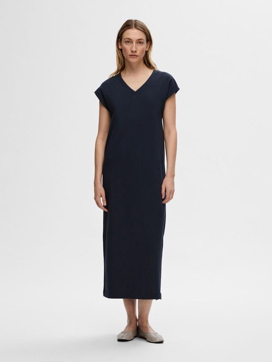 Selected Femme Essential SL V-Neck Ankle Dress Dark Sapphire