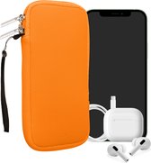 kwmobile telefoontasje universeel geschikt voor XXL - 7" smartphones - 17,7 x 8,5 cm - Hoesje met rits en polslusje -In neon oranje -