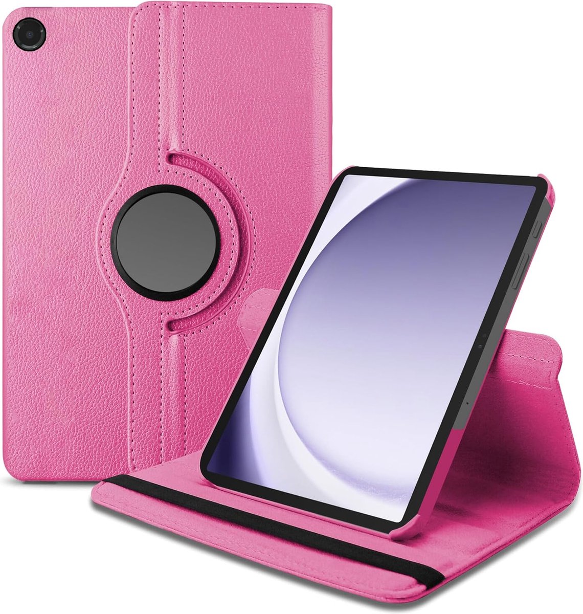Book Cover Geschikt voor: Samsung Galaxy Tab A9 8.7 inch 2023 & Tab A11 (Model: SM-X110 / SM-X115 / SM-X117) Draaibaar Hoesje - Multi stand Case - Donkerroze