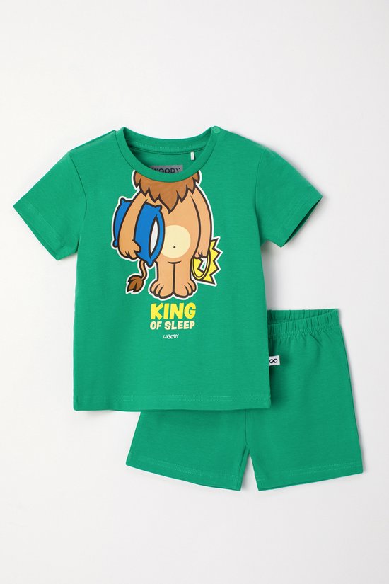 Woody pyjama baby jongens - groen - leeuw - 241-10-PLE-Z/734 - maat 80