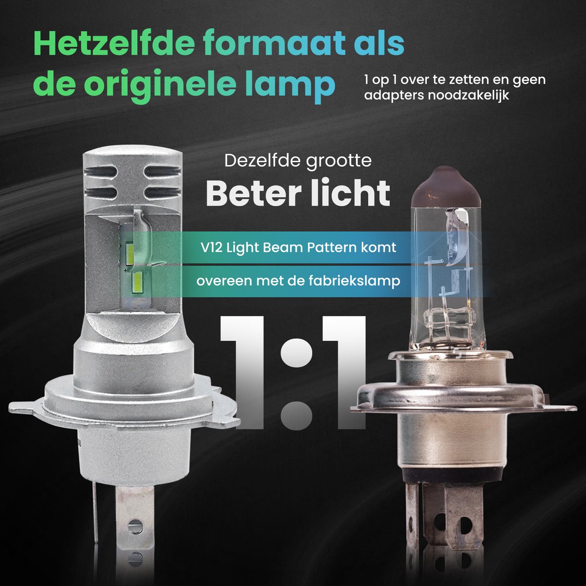 XEOD H4 Perfect Fit Bi-LED lampen met E-Keur – Auto Verlichting Lamp – Dimlicht en Grootlicht - 2 stuks – 12V – foto 2