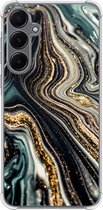 Shockproof hoesje - Geschikt voor Samsung Galaxy A55 - Marmer swirl - Extra sterke case - TPU/polycarbonaat - Marmer - Multi, Transparant