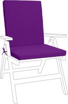 Garden Premium stoelzitkussen | veilige binding en elastische terugtrekking boven de rug | waterbestendig | geschikt voor binnen en buiten | opvouwbaar en licht (paars, 1)