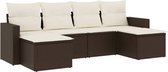 vidaXL - 6-delige - Loungeset - met - kussens - poly - rattan - bruin